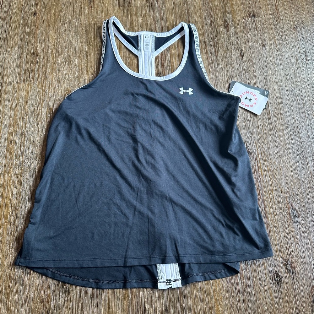 3/27$ NWT Under Armour Girls Black Athletic Tank Top size youth XL